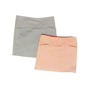 SC & Co (Lot/2) Women Skort Skirt Shorts Blue/Coral LG Stretch Pockets Athletic